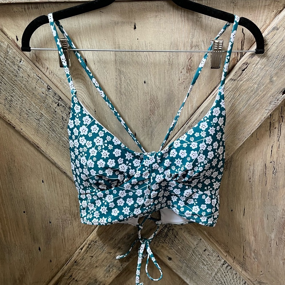 Zaful green longline bikini set